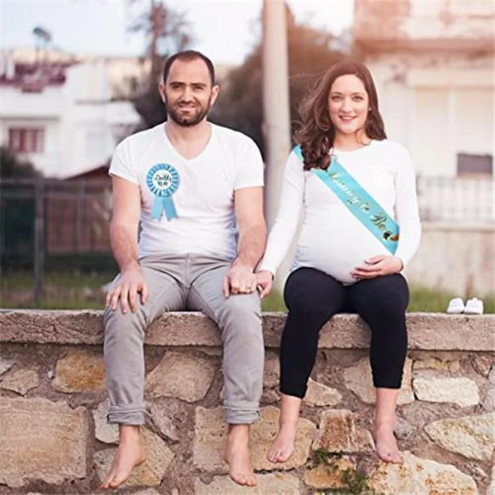 Blue Baby Shower Sash Mommy to Be Sash Daddy to Be Badge Gender Reveal Gift